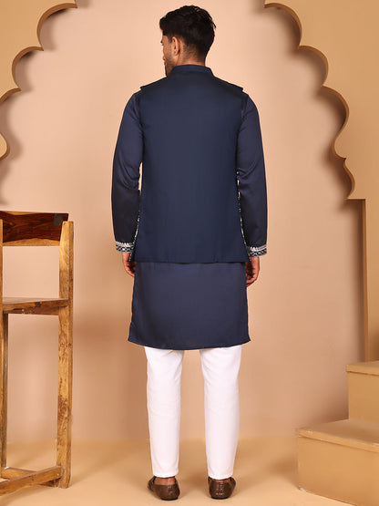 Classic Magenta Kurta Pyjama With Embroidered Waistcoat