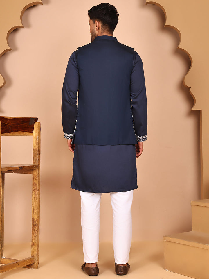 Classic Magenta Kurta Pyjama With Embroidered Waistcoat