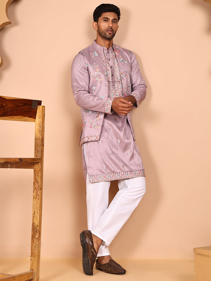 Ethnic Kurta Set With Embroidery Jacket
