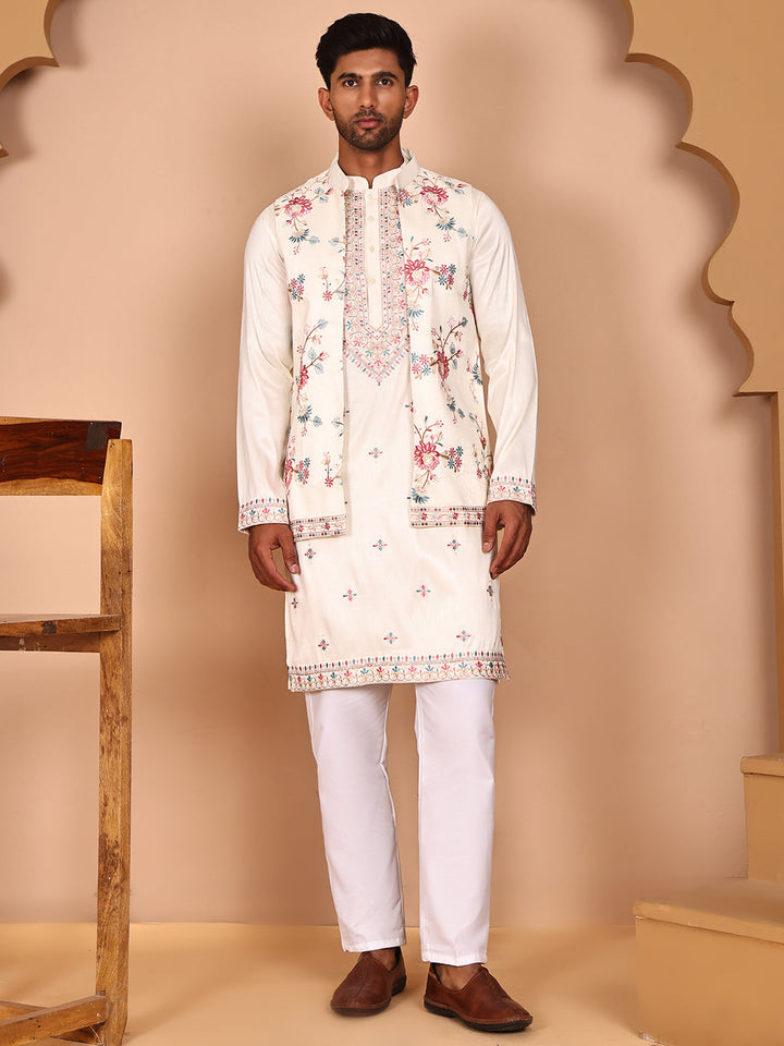 Ethnic Kurta Set With Embroidery Jacket