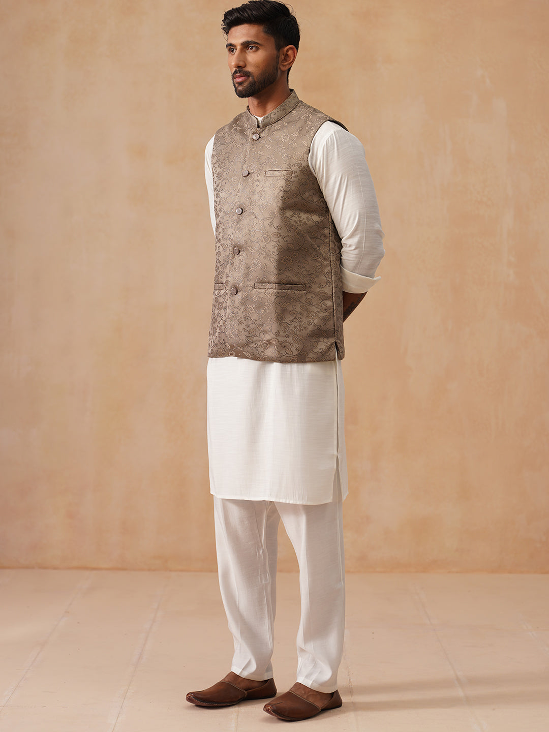 Nehru Jacket With Kurta Pyjama For Men