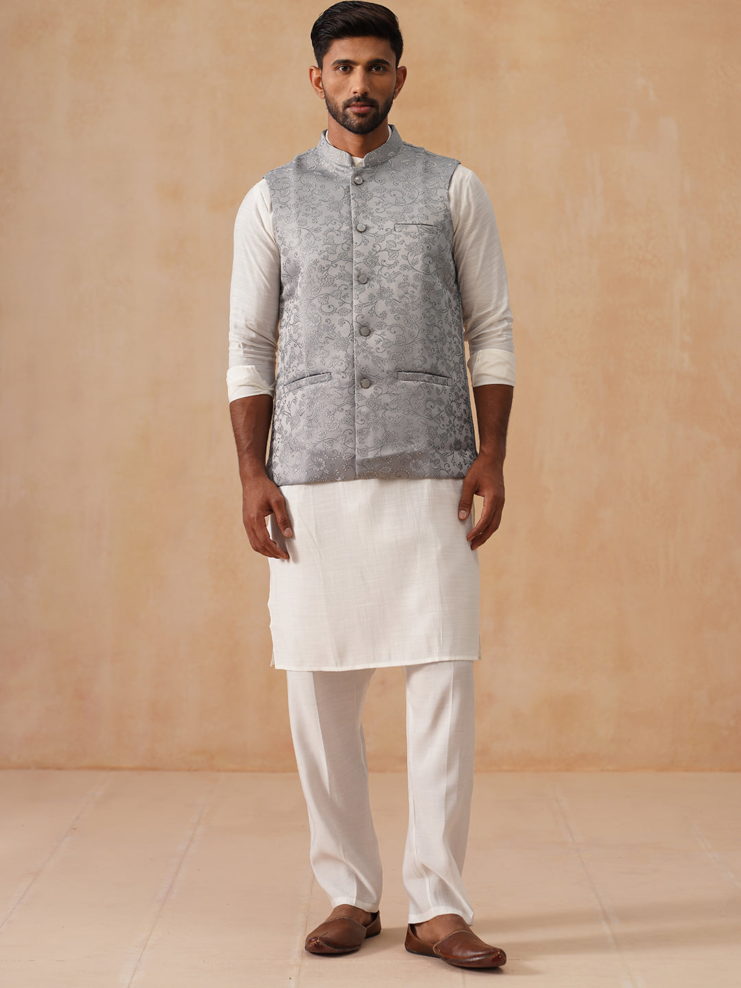 Nehru Jacket With Kurta Pyjama For Men