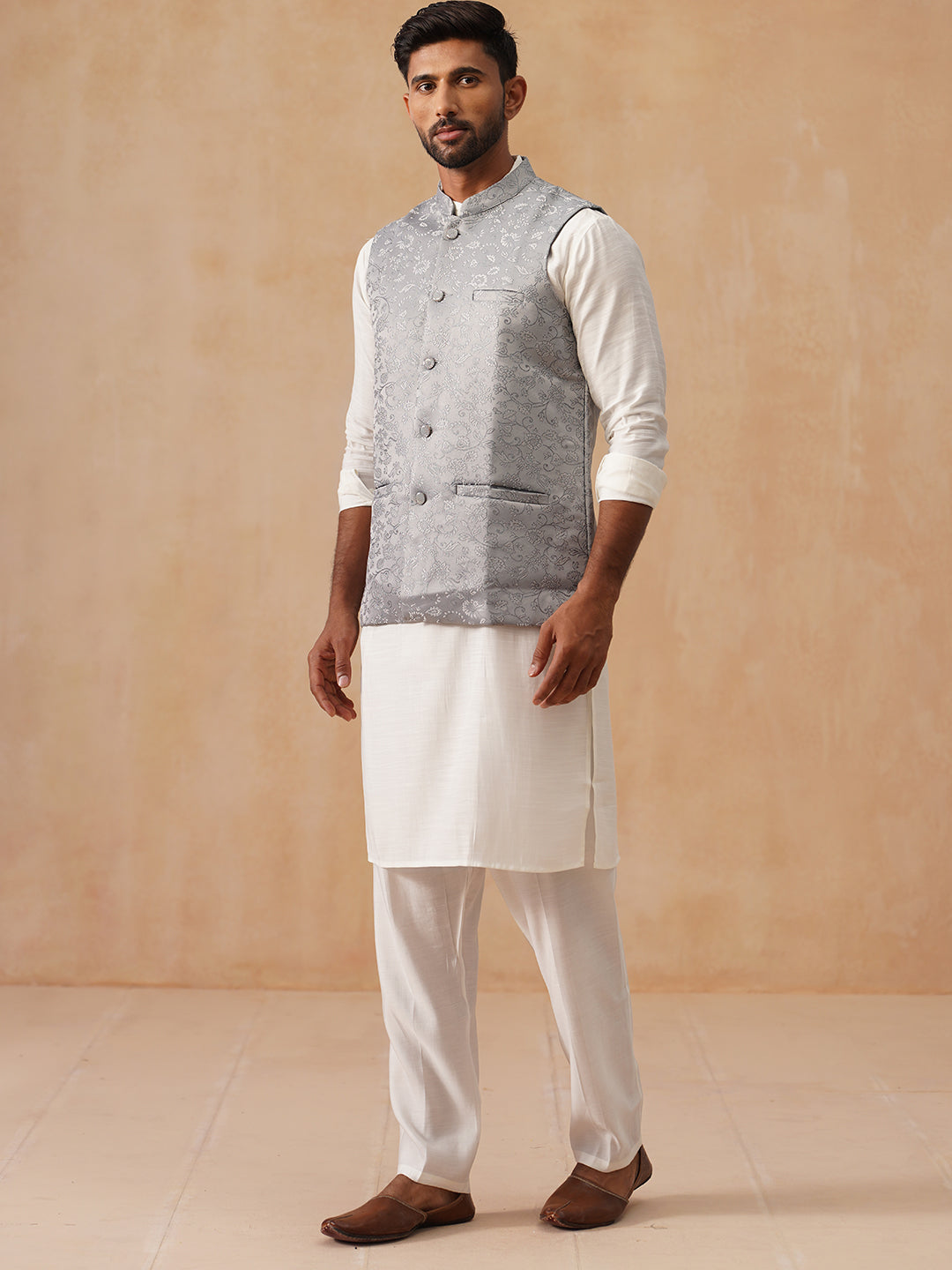 Nehru Jacket With Kurta Pyjama For Men