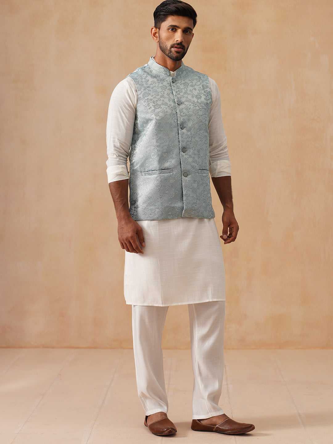 Nehru Jacket With Kurta Pyjama For Men