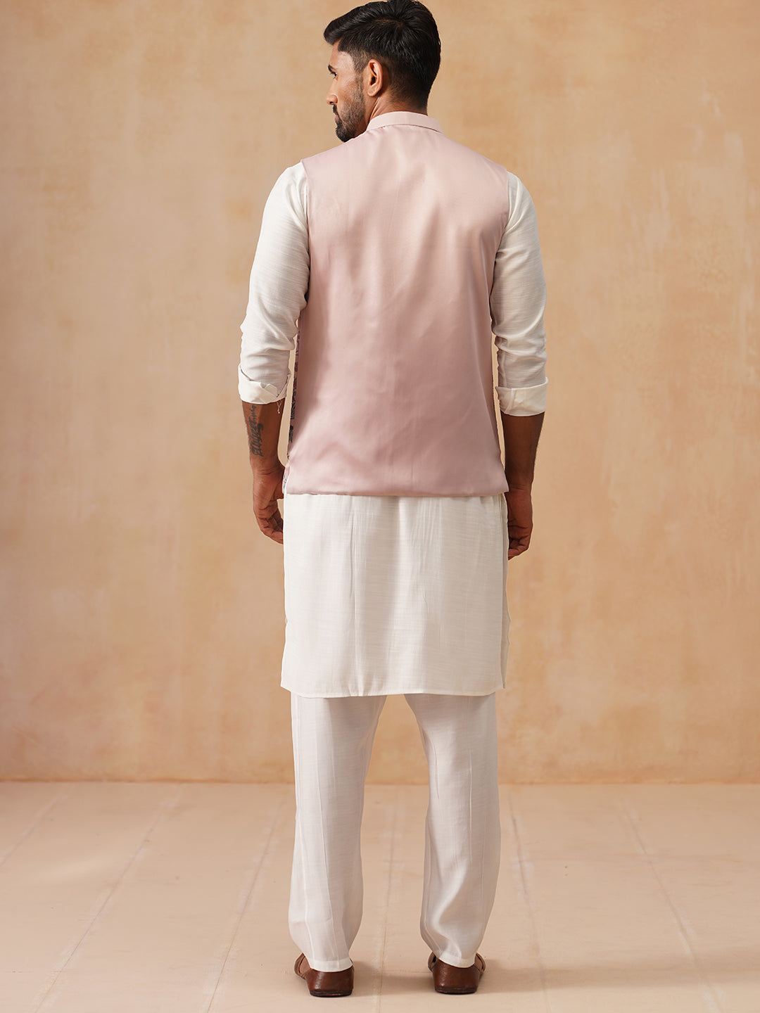 Embroidered Nehru Jacket With Kurta Pyjama Set