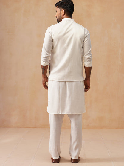 Embroidered Nehru Jacket With Kurta Pyjama Set