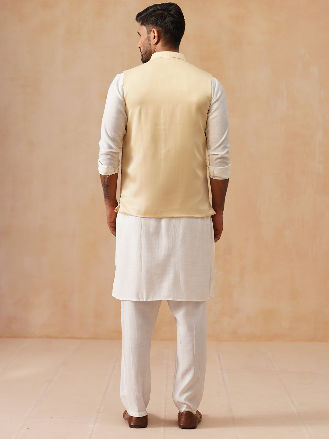 Embroidered Nehru Jacket With Kurta Pyjama Set