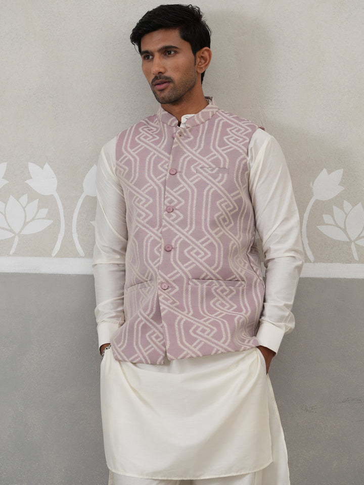 Embroidered Nehru Jacket With Kurta Pyjama
