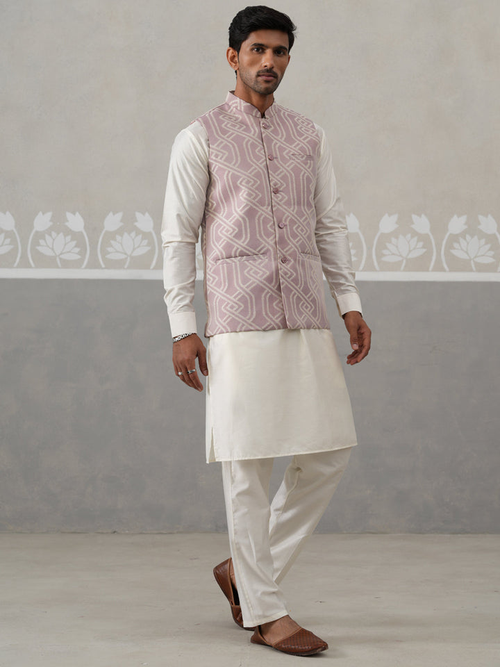 Embroidered Nehru Jacket With Kurta Pyjama