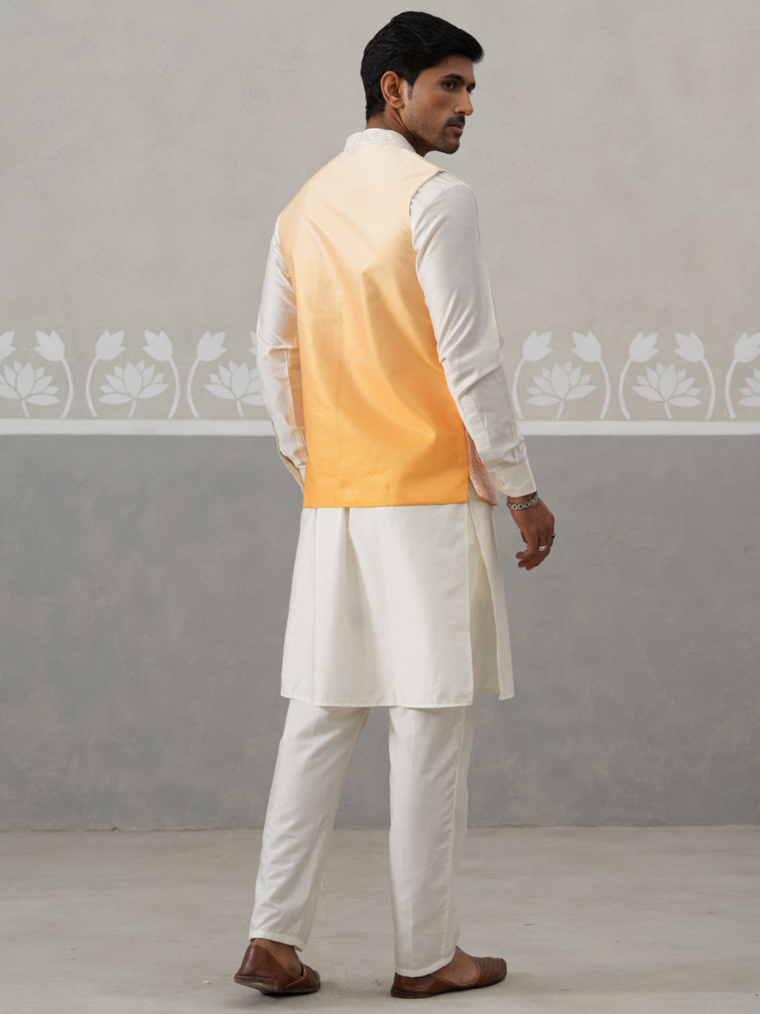 Embroidered Silk Blend Nehru Jacket Kurta Set