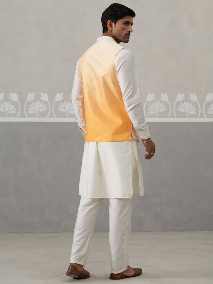 Embroidered Silk Blend Nehru Jacket Kurta Set