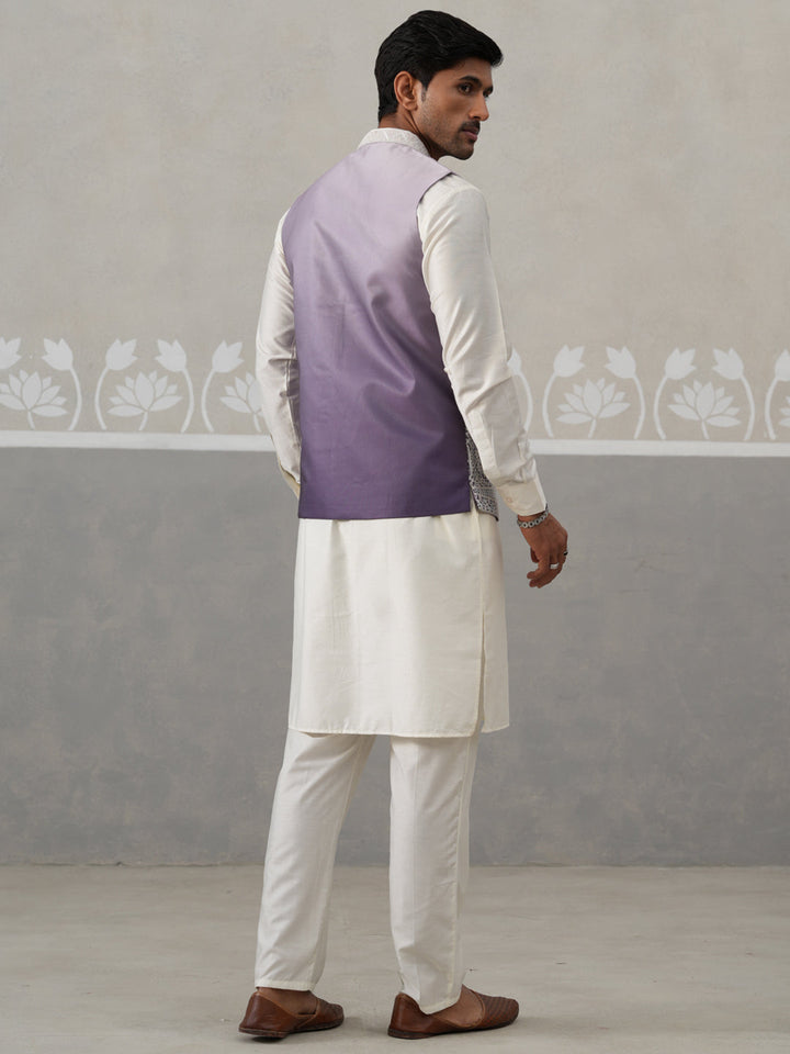 Embroidered Silk Blend Nehru Jacket Kurta Set