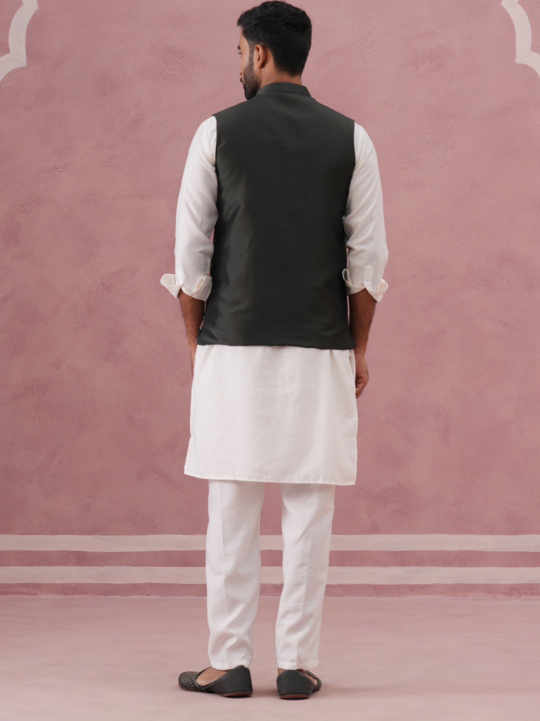 Festive Embroidered Nehru Jacket With Classic Kurta Pyjama