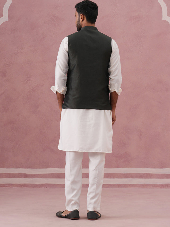 Festive Embroidered Nehru Jacket With Classic Kurta Pyjama