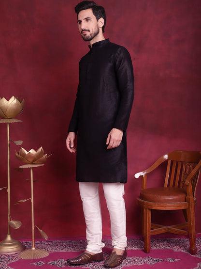 Woven Design Nehru Jacket With Kurta Pyjama Set