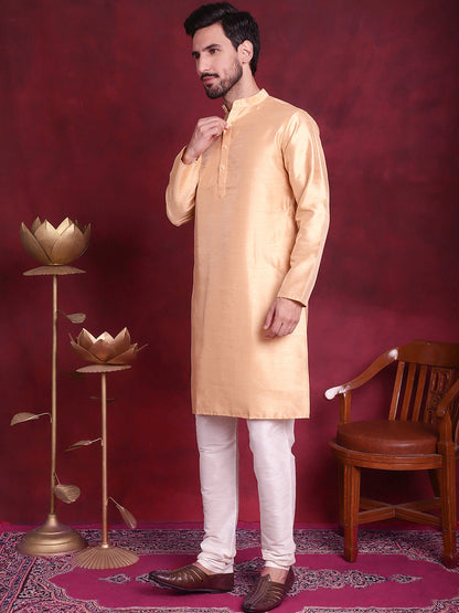 Woven Design Nehru Jacket With Kurta Pyjama Set