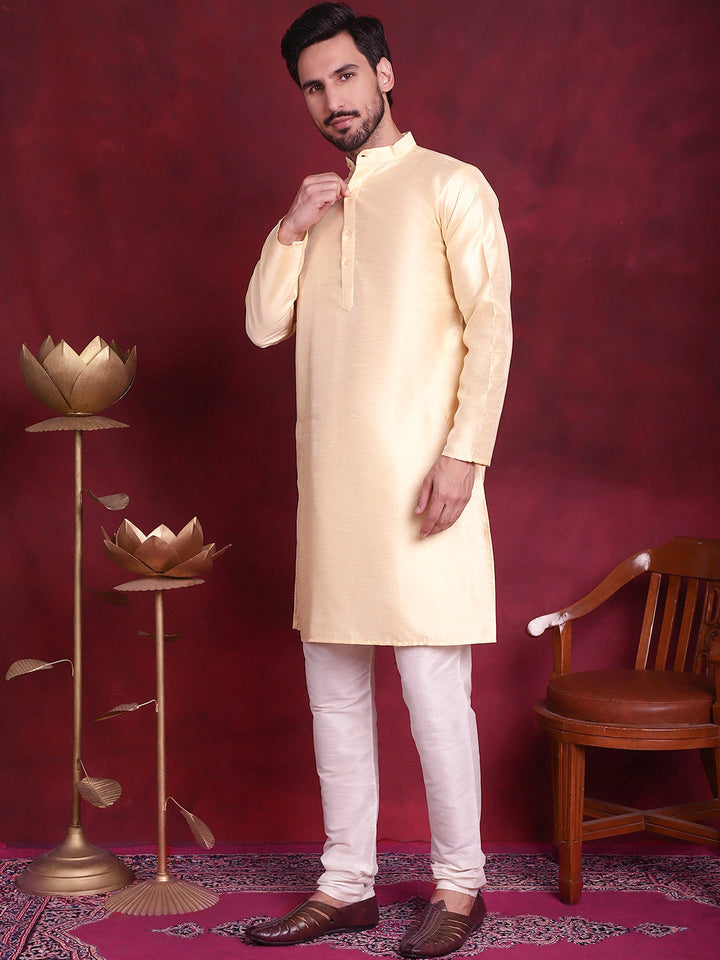 Woven Design Nehru Jacket With Kurta Pyjama Set