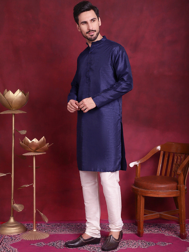Woven Design Nehru Jacket With Kurta Pyjama Set