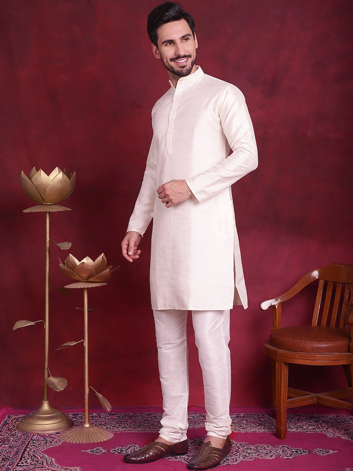 Woven Design Nehru Jacket With Kurta Pyjama Set