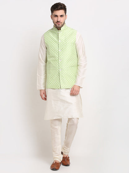Men Embroidered Nehru Jacket & Kurta Pyjama