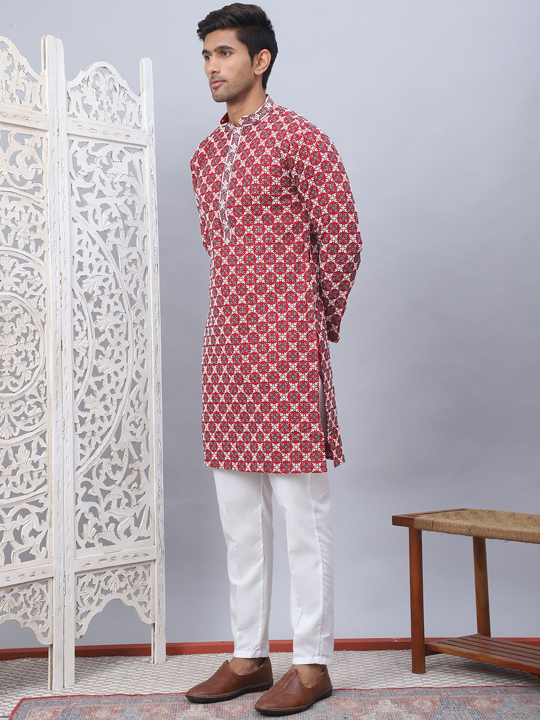 Embroidered Kurta Pyjama For Men.