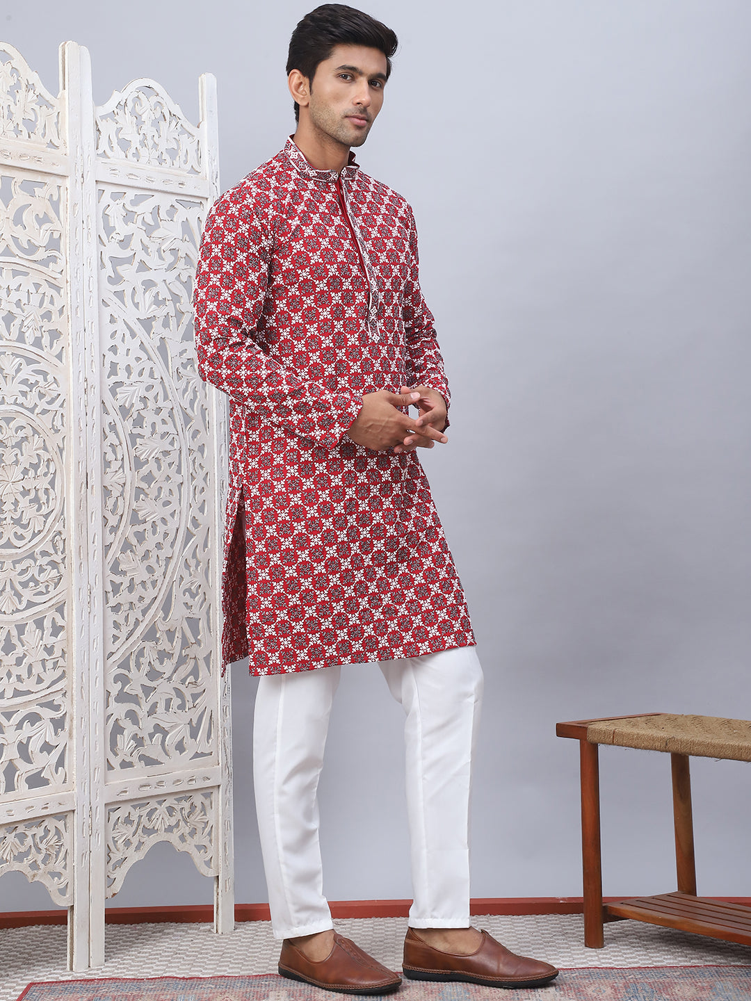 Embroidered Kurta Pyjama For Men.