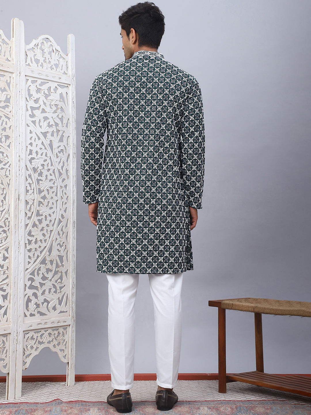 Embroidered Kurta Pyjama For Men.