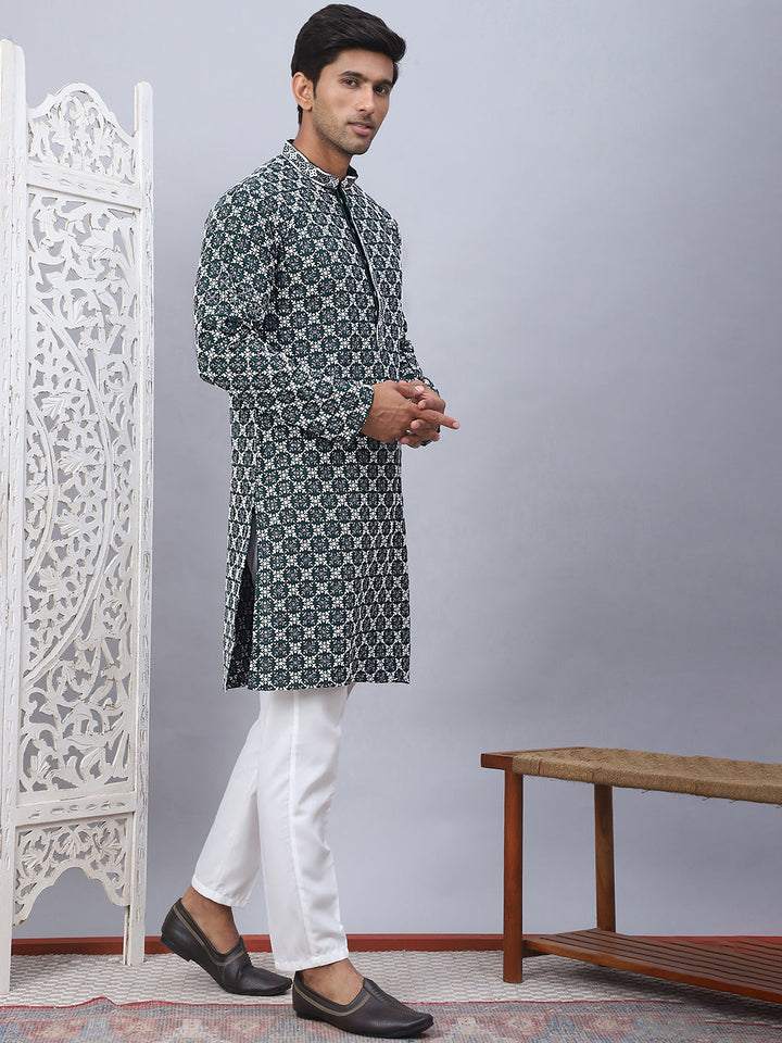 Embroidered Kurta Pyjama For Men.