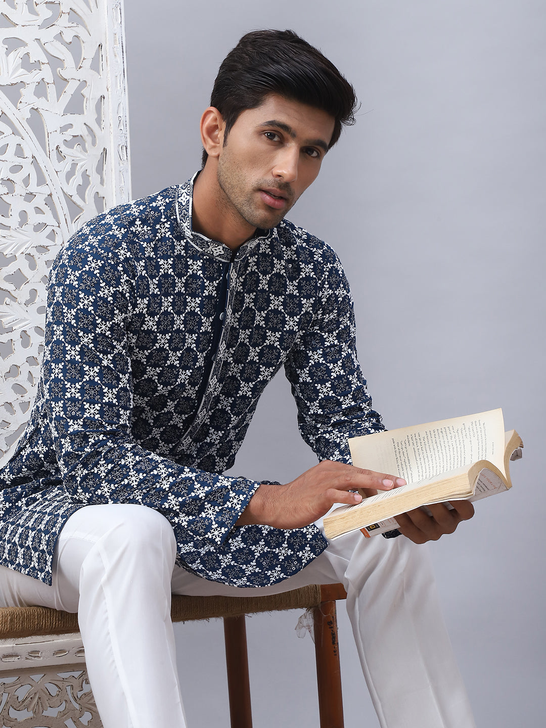 Embroidered Kurta Pyjama For Men.