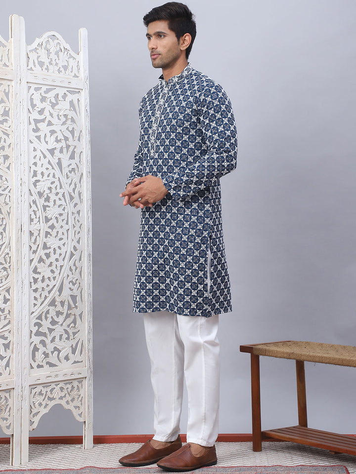 Embroidered Kurta Pyjama For Men.