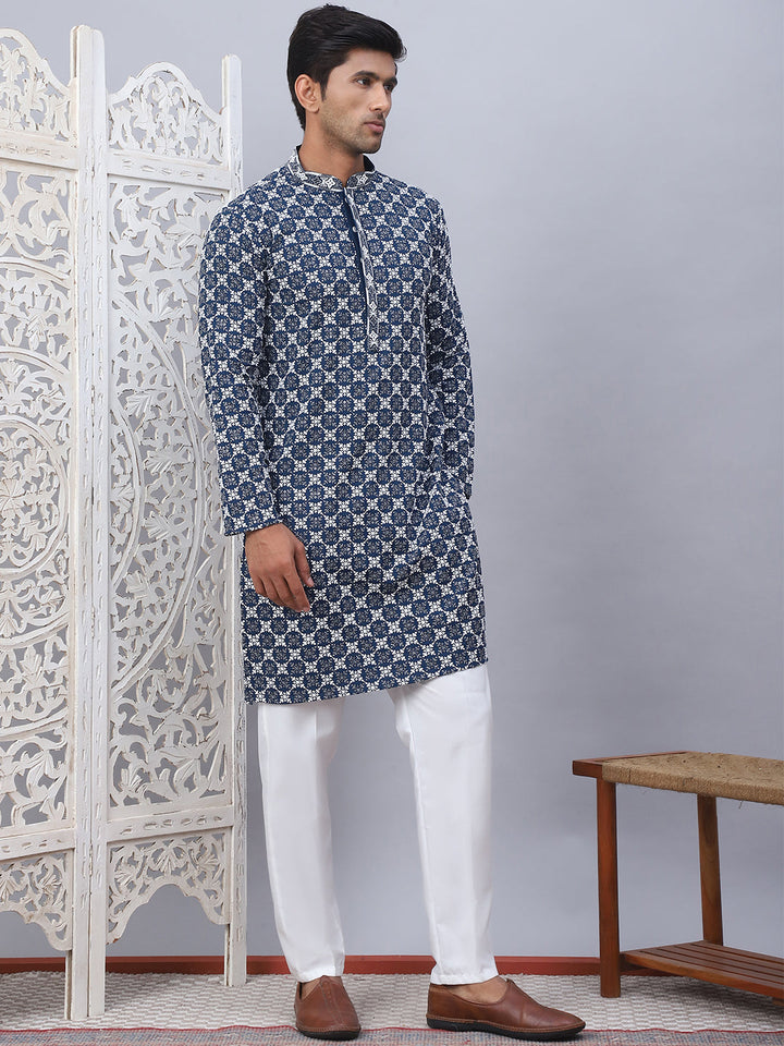 Embroidered Kurta Pyjama For Men.