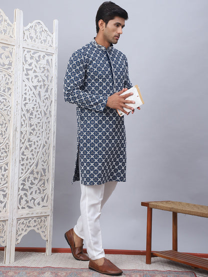 Embroidered Kurta Pyjama For Men.