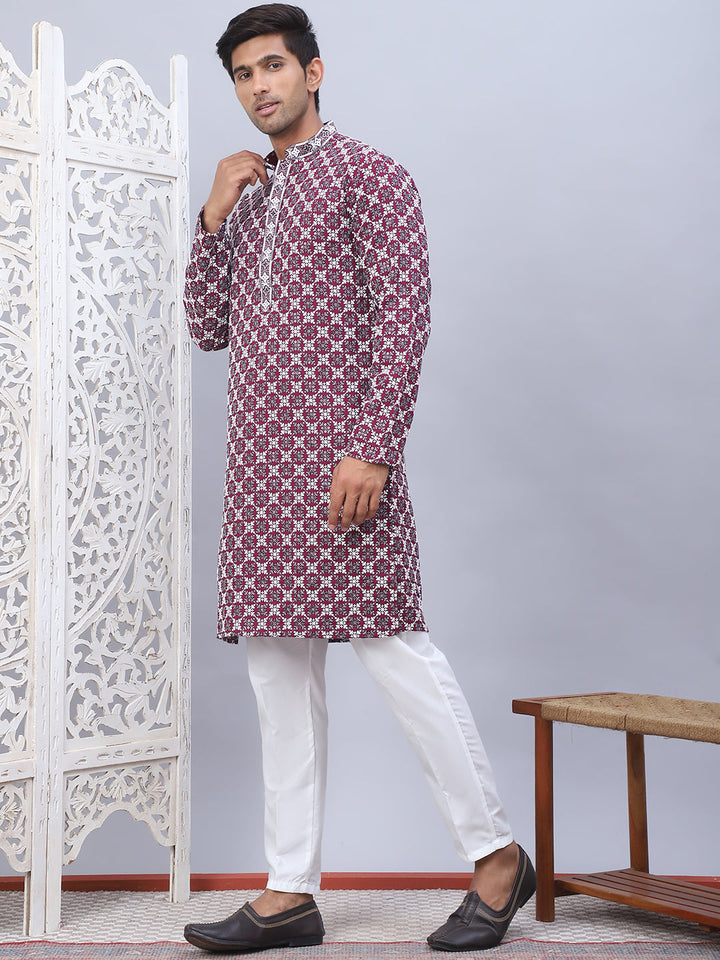 Embroidered Kurta Pyjama For Men.