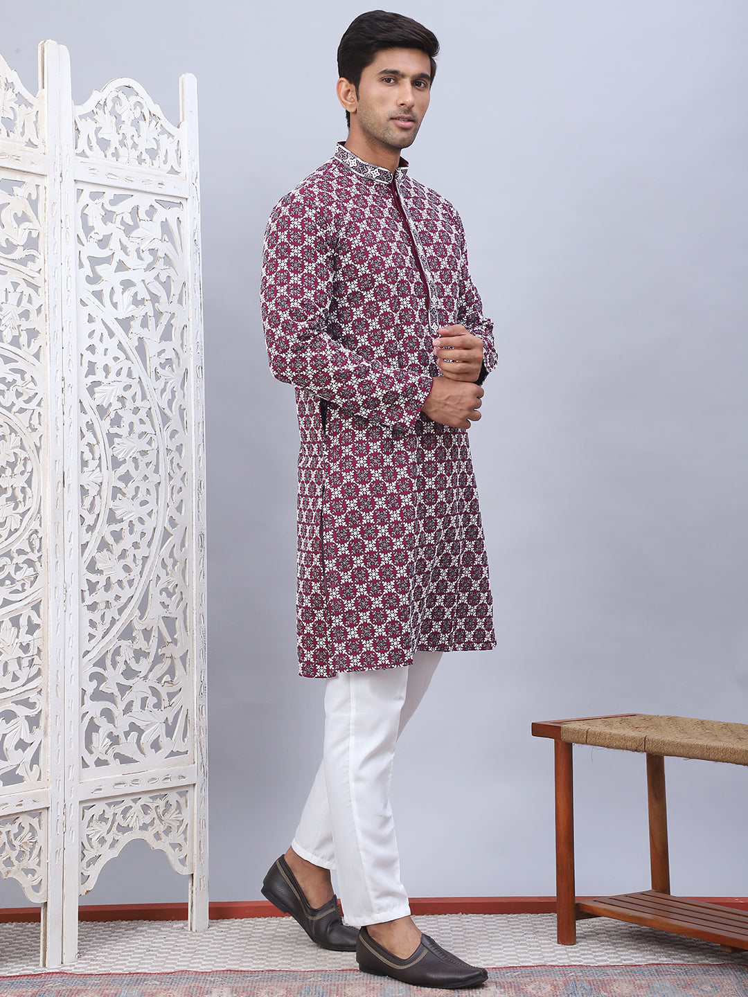 Embroidered Kurta Pyjama For Men.