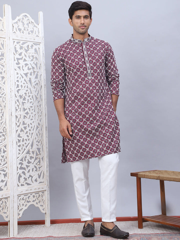 Embroidered Kurta Pyjama For Men.