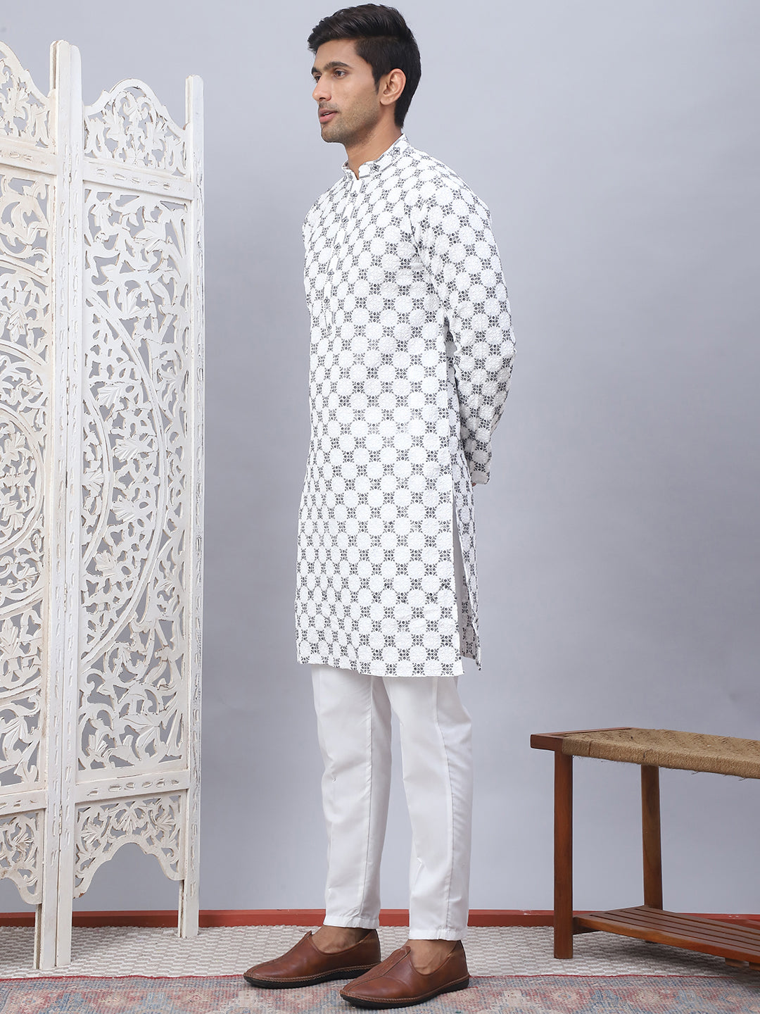 Embroidered Kurta Pyjama For Men.