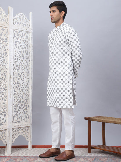 Embroidered Kurta Pyjama For Men.