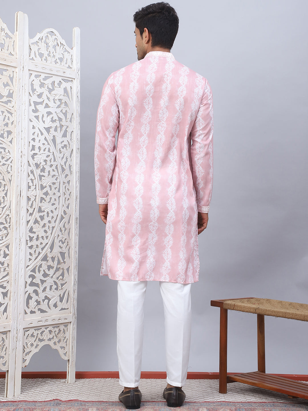 Tie-Dye Embroidered &amp; Sequin Kurta With Pyjama.
