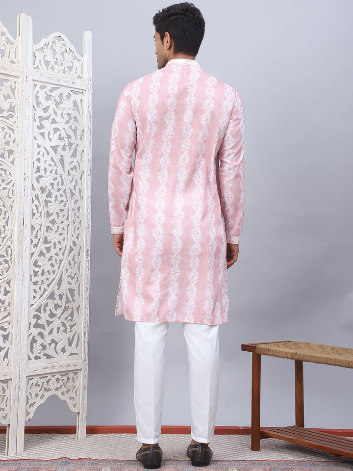 Tie-Dye Embroidered &amp; Sequin Kurta With Pyjama.