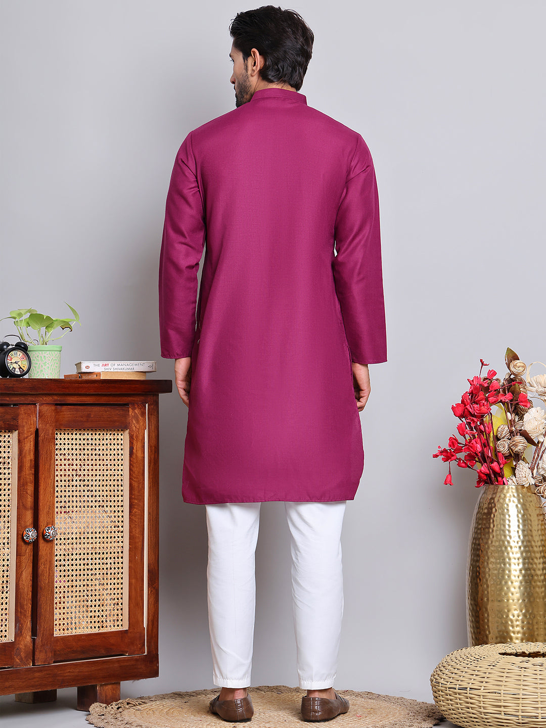 Solid Cotton Kurta Set For Men