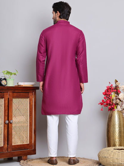 Solid Cotton Kurta Set For Men