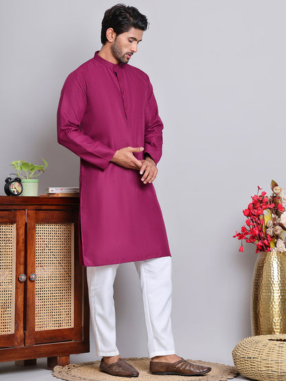 Solid Cotton Kurta Set For Men