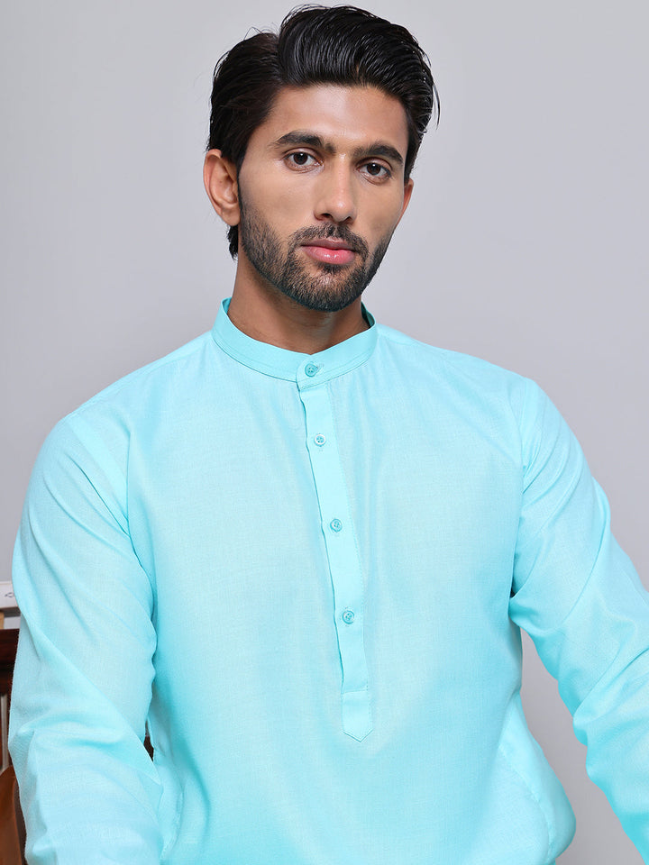 Solid Cotton Kurta Set For Men