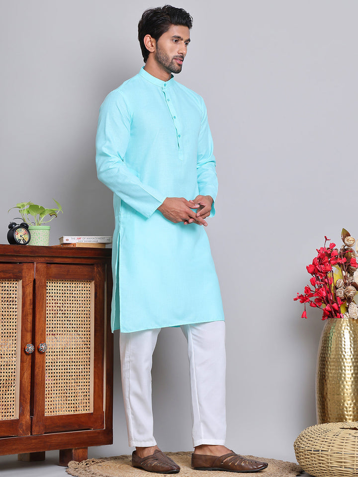 Solid Cotton Kurta Set For Men
