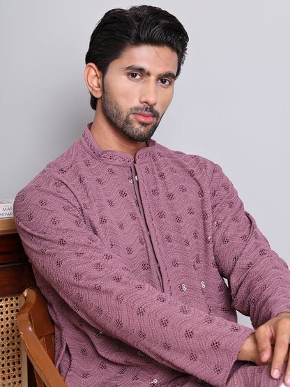 Men'S Embroidered And Sequence Kurta Pyjama Sets.