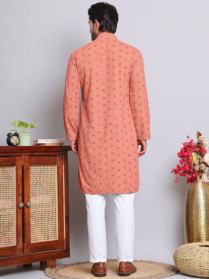 Men'S Embroidered And Sequence Kurta Pyjama Sets.