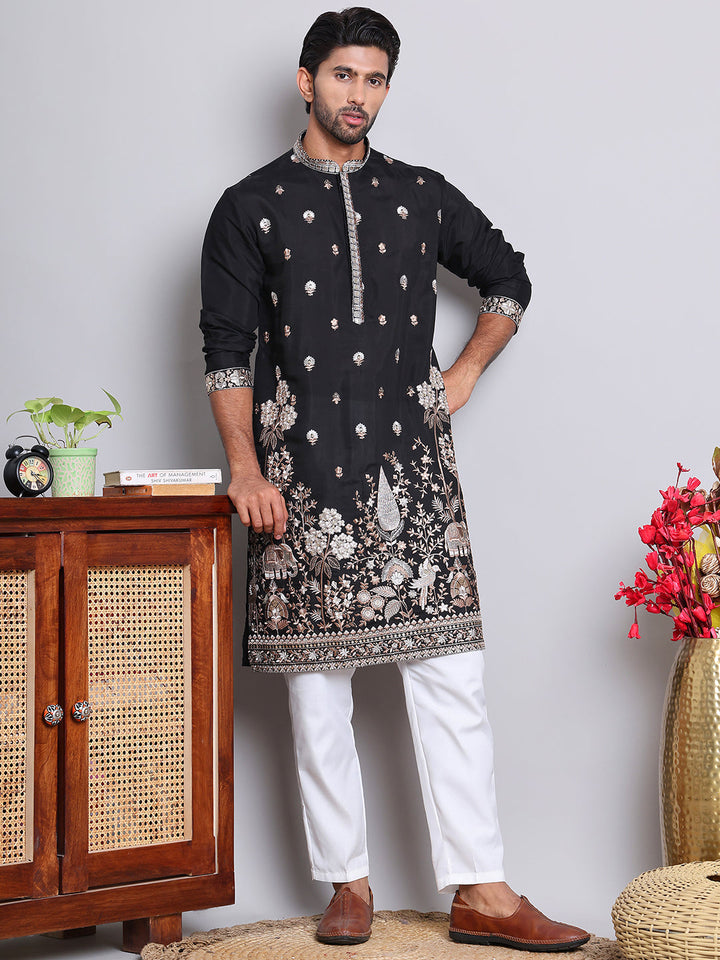 Floral Embroidered And Sequins Kurta Set