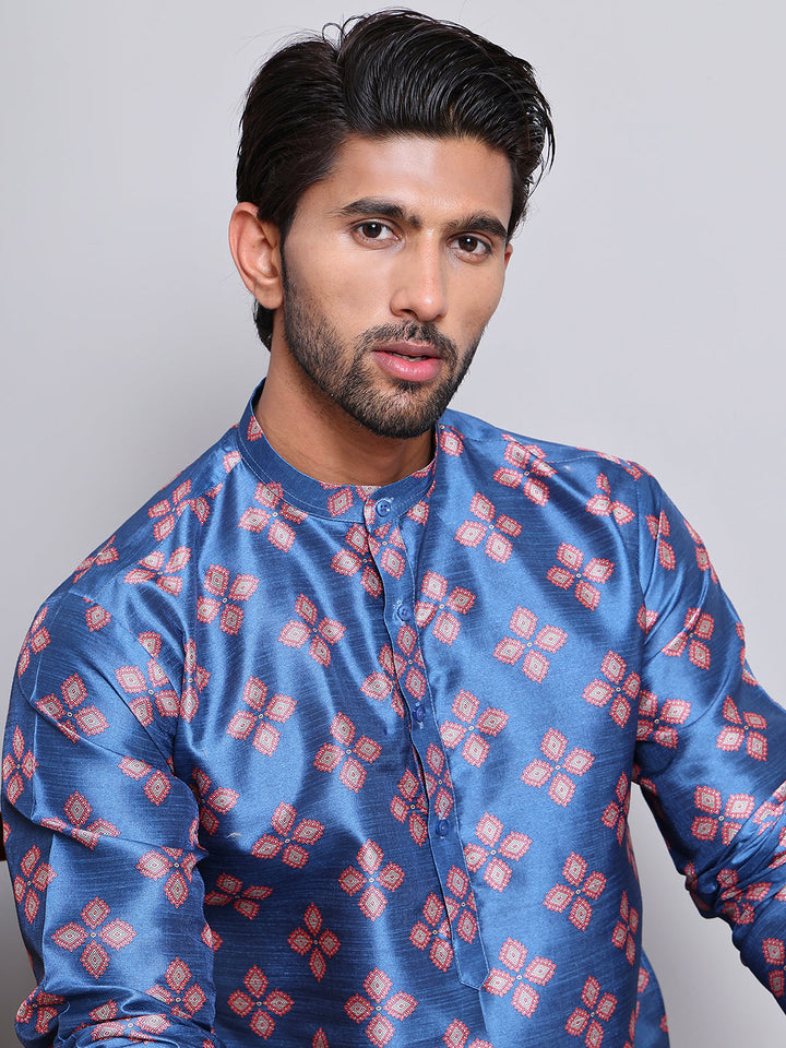 Digital Printed Straight Kurta Set For Men