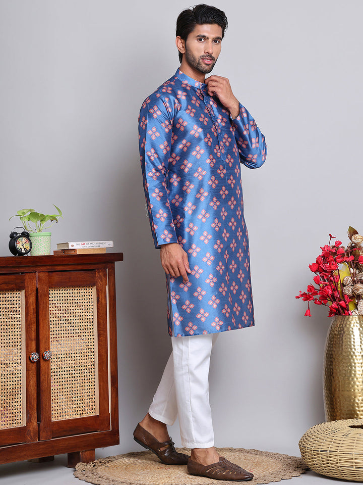 Digital Printed Straight Kurta Set For Men