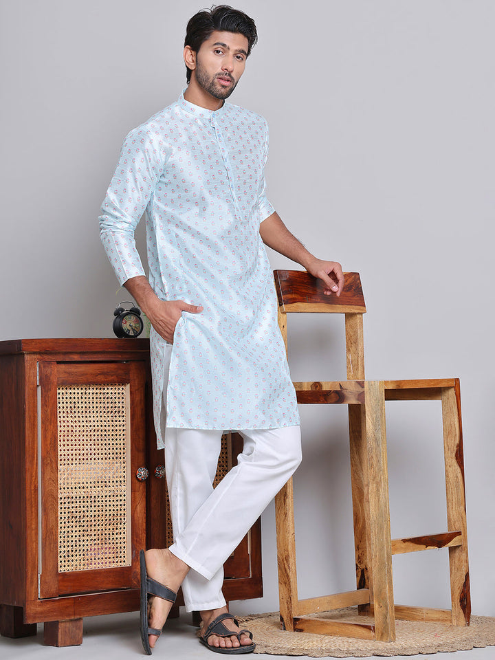 Digital Printed Straight Kurta Set For Men